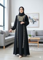 Robe Abaya Arabe Traditionnelle Noire Brodé pour Femme – Styles Longs et Modestes, Robes de Soirée Décontractées, Tenue Quotidienne pour la Maison, Style Dubaï