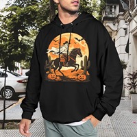 Hoodie Kasual Katun USA Stock, Sweatshirt Fleece Tebal Helloween Satu Sisi Dropshipping Katun/Poliester untuk Pria