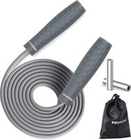 PROIRON Corde à sauter réglable en acier recouvert de PVC avec poignées lestées pour entraînement de fitness