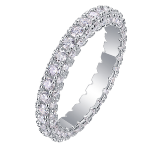 แหวนแต่งงานทรงกลมประดับเพชรโมอิสซาไนต์ เงินแท้ 925 ชุบเคลือบแบบพาเว่ สำหรับทั้งชายและหญิง - Product Image 1