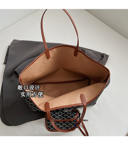 Sac à main ouvert de luxe LY, sac fourre-tout en PU, élégant, classique, rétro, géométrique, grande capacité, sac de shopping - Product Image 5