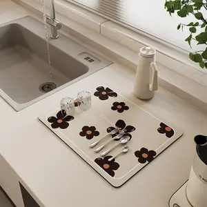 豪华可洗防水3D打印厨房餐具干燥垫