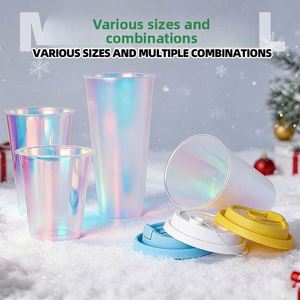 Gobelets jetables personnalisés en PP avec film arc-en-ciel, doublure intérieure, pour thé au lait et jus de citron, moulés par injection, haute esthétique, calibre 90 mm - Product Image 2