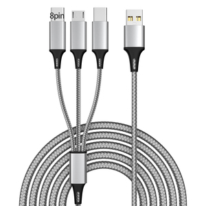 3 trong <span class=keywords><strong>1</strong></span> sạc cáp nylon bện nhiều cáp USB phổ Sạc dây với Type-C Micro USB <span class=keywords><strong>8</strong></span> Pin cho điện thoại di động - Product Image 3