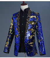 Blouson col châle à paillettes pour Homme, bleu, rouge, Blazer de fête, de mariage, smoking, DJ, discothèque, bal de promo, chanteur, nouvelle collection