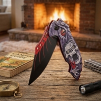 Couteau de poche tactique pliable avec poignée en aluminium imprimée en 3D, lame en acier inoxydable 3Cr13 avec revêtement noir, EDC, camping