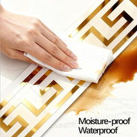 Stiker Dinding Geometris Modern Perekat Sendiri Lebar 10 cm Wallpaper Border Dekoratif untuk Lemari Dapur dan Toilet