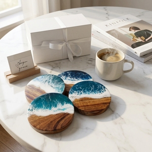 Sous-verres classiques en résine en gros, tapis ronds écologiques, promotionnels, pour café et boissons, avec logo personnalisé - Product Image 1