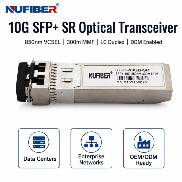 10GBASE-SR SFP+ Optical Transceiver 850nm VCSEL 300/400m MMF Duplex LC DDM Hot Pluggable for Data Center & Storage Network