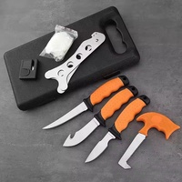 Ensemble cadeau pour homme de 8 couteaux de chasse à filet de poisson pour le traitement du cerf comprenant des couteaux à dépecer et à désosser un crochet en plastique