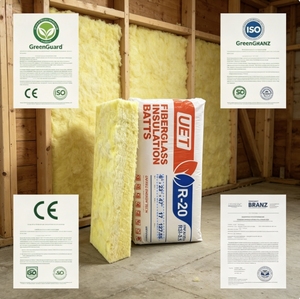 Isolation en laine de verre UET R15, épaisseur 3,5 pouces, résistance thermique ASTM C518 pour l'isolation des ossatures de construction en Amérique du Nord - Product Image 1