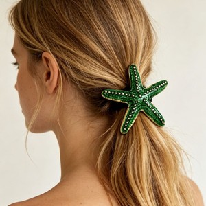 Green Starfish Resin Hair Clip Women Ponytail Holder Fashion Decorative Hair <b>Accessory</b> Casual Style - Product Image 2