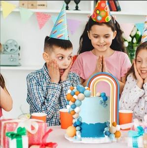 Bohème arc-en-ciel <span class=keywords><strong>gâteau</strong></span> Topper bleu Orange boule décorations pour garçons anniversaire bébé douche fête fournitures bricolage cuisson <span class=keywords><strong>décoration</strong></span> - Product Image 4