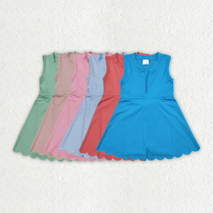 Ropa Deportiva Infantil de Alta Calidad en Color Sólido, Vestido Deportivo de Yoga sin Mangas con Cierre para Niñas, Vestido Atlético de Tenis de Una Pieza con Pantalones Cortos - Product Image 1