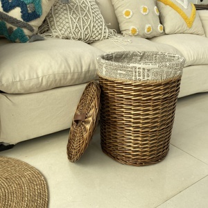 Willow <strong>Laundry</strong> <strong>Basket</strong> Round <strong>Wicker</strong> Woven Natural Home Clothes Storing Large Willow <strong>Laundry</strong> <strong>Basket</strong> - Product Image 5