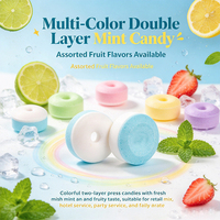 Bonbons durs pressés saveur fruitée, anneau creux bicolore, vente chaude, en vrac, pour confiserie
