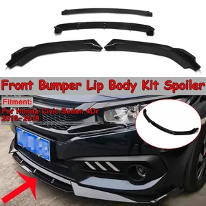 Glossy Black <b>Car</b> Front Bumper Splitter Lip Spoiler Body Kit Bumper <b>Diffuser</b> Lip for Honda for Civic Sedan 4Dr 2016 2017 2018 - Product Image 1