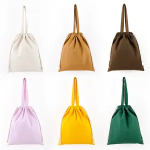 Borsa Tote nera con coulisse in tela di cotone da 12 once ecologica all'ingrosso di medie dimensioni nuove borse per la spesa versatili De Colores Coton