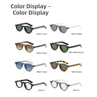 Lunettes de soleil rétro rondes en acétate, monture irrégulière en acétate, branches texturées avec rivets métalliques, verres dégradés UV400, lunettes d'extérieur rétro
