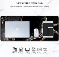 Tapis de souris de jeu XL extra large 31,5 x 11,8 po avec bords cousus pour ordinateur, clavier et ordinateur portable, noir et or River