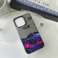 Casing pelindung ponsel gunung, casing ponsel Mode Warna Perak puncak pesawat api gunung cocok untuk iPhone 17 16 15 14 Pro Max