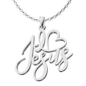 Collar de Acero Inoxidable con la Frase 'I <span class=keywords><strong>Love</strong></span> Jesus' - Product Image 1