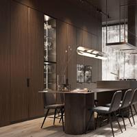 Armoire de cuisine haute automatique moderne européenne carcasse en acier inoxydable avec panneau de porte en mélamine armoire de rangement à îlot supérieur