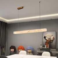 Lustre moderne en marbre naturel d'Espagne, blanc alabaste, avec hauteur réglable pour salle à manger, lampe suspendue longue