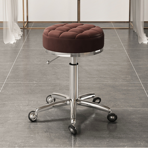 Silla de <span class=keywords><strong>bar</strong></span> hidráulica ajustable en altura, giratoria, con ruedas, para estética/barbería. - Product Image 5