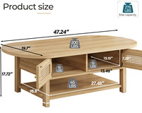 Table basse en chêne Japandi OEM avec étagère de rangement, mobilier léger en bois pour bureau à domicile et coin lecture