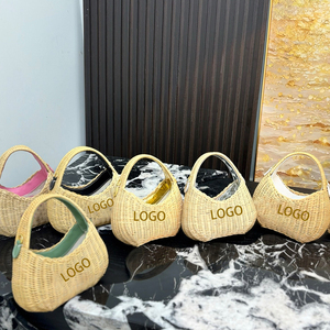 Mini Borsa Vintage in Tela <span class=keywords><strong>e</strong></span> Vimini, Borse di Paglia per Donne, Marca di Lusso, Nuova Borsa alla <span class=keywords><strong>Moda</strong></span>, Eleganti Nuove Borse a Mano - Product Image 1