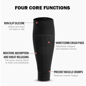 Protège-tibias de football légers en nid d'abeille, manchon de compression pour mollet pour femmes et hommes, prévention des collisions, soutien du mollet pour le basketball - Product Image 4