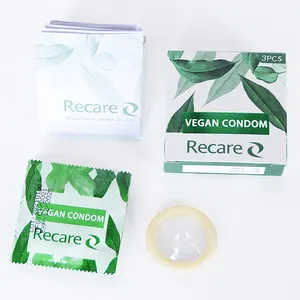 Préservatif vert vegan en latex, produit d'usine, de type uni, pour hommes, décontracté