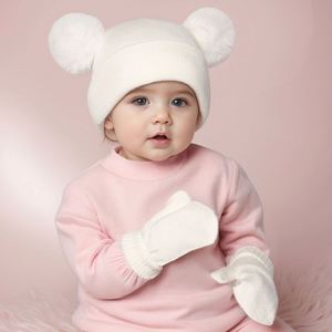 Ensemble de bonnets et gants mignons pour enfants, ensemble chaud d'hiver pour bébés garçons et filles - Product Image 1