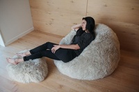Canapé paresseux d'intérieur en fausse laine, grande taille, 40-50mm, fauteuil de sac à haricots, pour usage intérieur