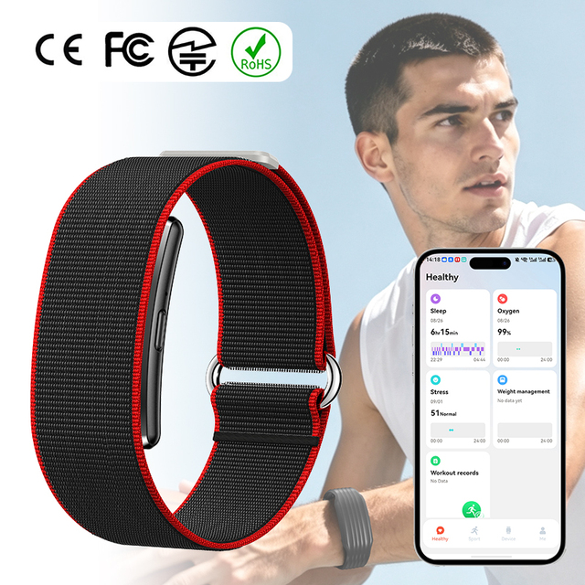 HT51 All Day Activity Tracking Screenless Smart Bracelet with CE FCC TELEC 15 Days Battery Stress + Wellness Fitness Wristband