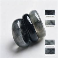 Bague en jadéite noire naturelle, type A, bague unisexe en jade pour hommes et femmes, bijoux en gros, cadeau