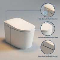 Inodoro Eléctrico Inteligente de Lujo de Una Pieza con Asiento Calefactado, Sensor de Pie, Luz Nocturna y Drenaje S-Trap, Montado en el Suelo