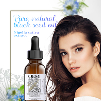Label pribadi 120ml minyak biji hitam organik minyak biji Jinten hitam tekanan dingin alami untuk pertumbuhan rambut penggunaan umum grosir