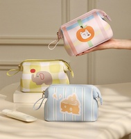 Pochette de maquillage à imprimé de dessin animé mignon, fermeture éclair, grande capacité, portable, sac de rangement pour cosmétiques et articles de toilette, organiseur de maquillage pour femmes