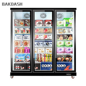 Siêu thị thịt thực phẩm đông lạnh Showcase dọc tủ lạnh thực phẩm đông lạnh hiển thị tủ đông với cửa kính - Product Image 2