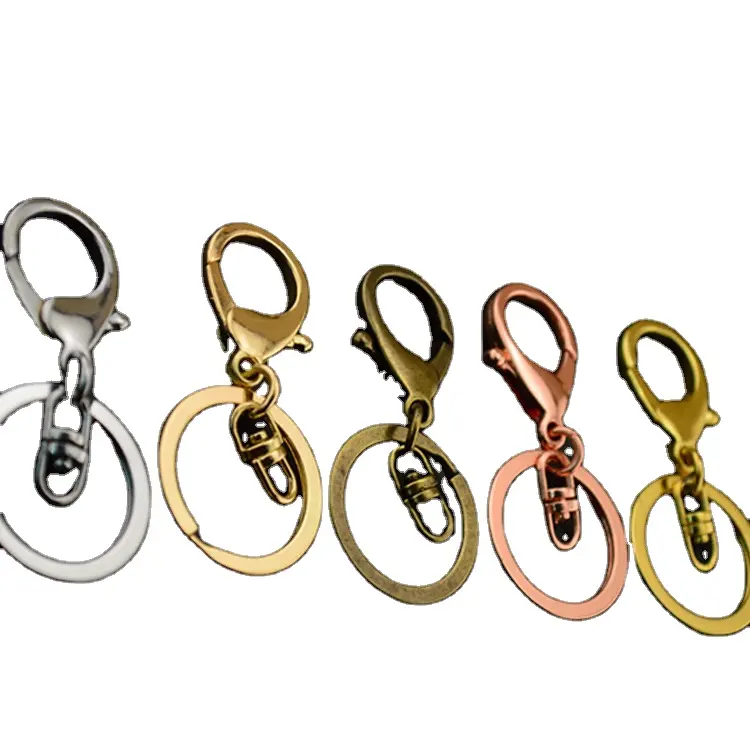 Handmade DIY key chain blank sign zinc alloy gold silver copper small ring lobster clasp separate keychain parts