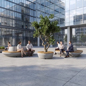 Banc de jardin extérieur rond, banc de patio, siège d'arbre, siège de rue, banc de place publique - Product Image 4