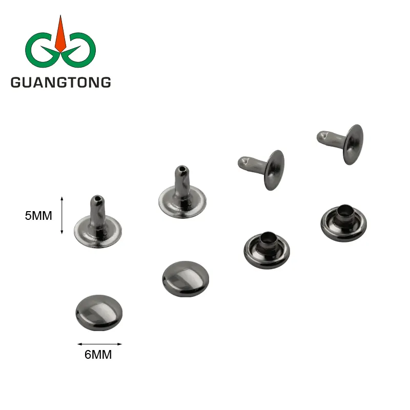 Dongguan Manufacturer 6mm Single Cap Brass Rivets for Handbags Purses Leather Garments