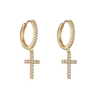Nouveauté 2026 : Boucles d'oreilles pendantes croix en acier inoxydable 18 carats, accessoires de mode uniques