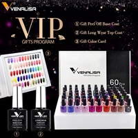 VENALISA Kit VIP de Vernis Gel 60 Pièces/Kit Manucure Nail Art Salon, Gel UV, Base Coat Peel Off, Longue Tenue, Top Coat Sans Résidu