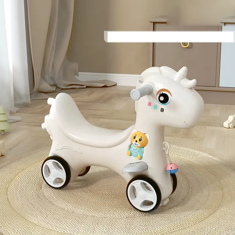 Juguete de caballo para niños, coche de bebé, mecedora pequeña con dirección multifuncional y música, paseo en bicicleta de equilibrio para bebé, en stock