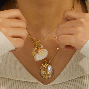 Collares de Moda Hawaiana de Verano, Joyería de Acero Inoxidable 316L, Collar de Conchas Marinas Chapado en Oro de 14k y 18k para Mujer - Product Image 3