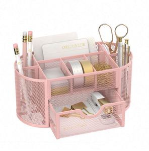 Organisateur de bureau en maille, accessoires de bureau et organiseurs de poste de travail avec tiroirs, porte-crayons pour bureau avec 9 compartiments - Product Image 3