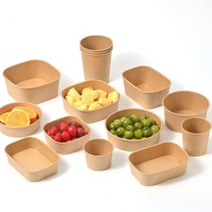 Contenant rond jetable en kraft de qualité alimentaire, avec couvercle hermétique, compatible micro-ondes, pour camping, salade de fruits, plats à emporter, bol en papier - Product Image 2